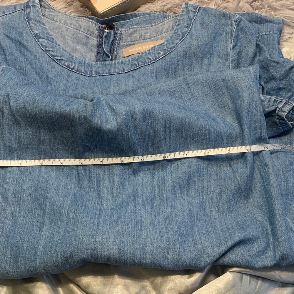 🌹Vintage Banana Republic • Light Blue Denim Short Sleeve Mini Dress - Picture 10 of 10